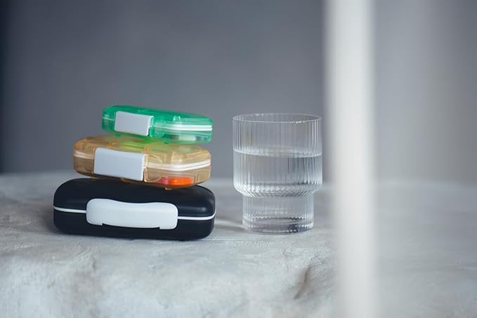EZY DOSE Moisture-Proof Pill Case, Medicine Planner, Vitamin Organizer Box, Travel-Friendly, Latch-Closure to Secure Contents, 7 Individual Compartments Multiple Sizes with Tight Seal, Medium, Cream