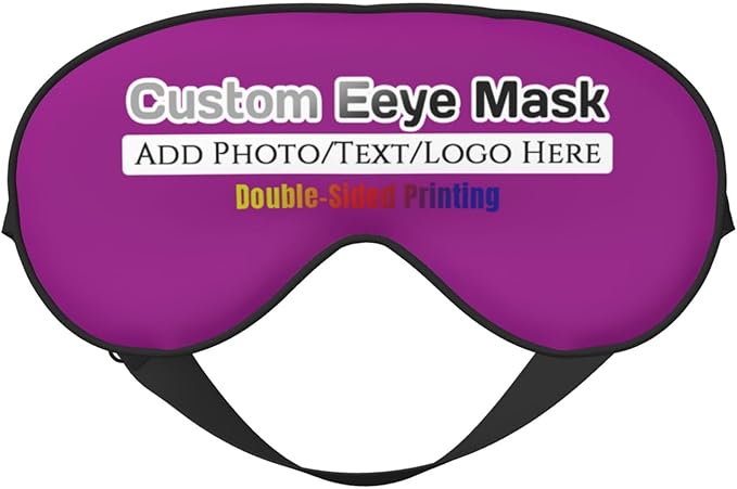 Custom Eye Mask,Add Your Image Text Personalized Sleep Shade Soft Blindfold Eyemask Blackout Eye Cover with Adjustable Strap for Sleep,Travel,Nap Light Purple
