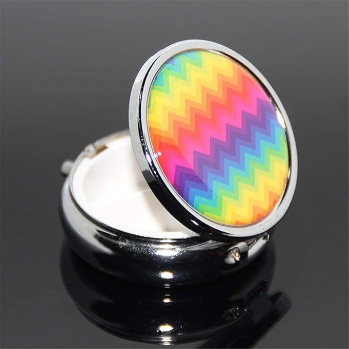 Round Medicine Box Portable Mini Metal Pill Case 2 inches Travel Little Pill Dispenser for Purse