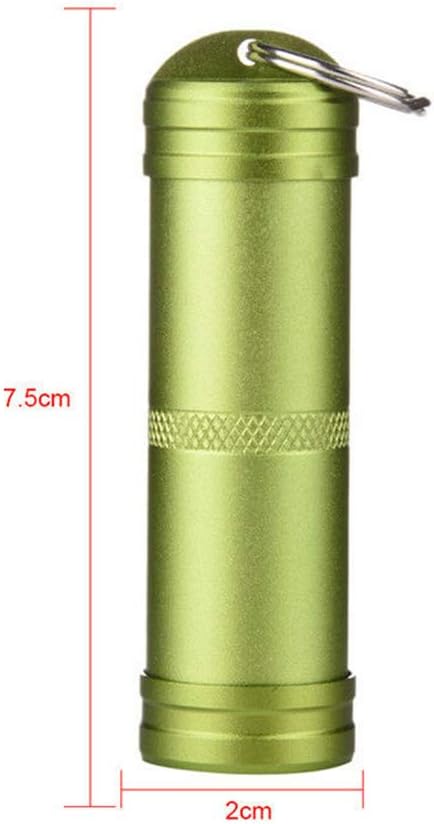 TopHomer Keychain Pill Holder Portable Mini Aluminium Alloy Pill Organizer Case Cylinder Daily Pill Organizer for Hiking, Fishing, Camping, Hunting, Outdoor(Black)