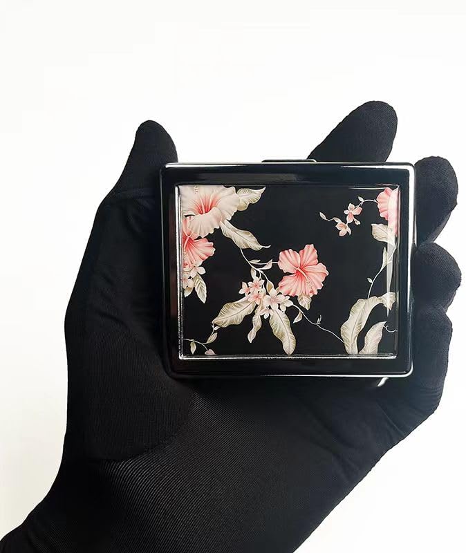 Vintage Flower 7 Days Chromed Shiny Silver Pill Organizer with Mirror Inside Has 8 Separate Compartments Rectangle 7 Days Pill Box Pill Case