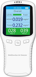 Air Quality Monitor Indoor, 8 in 1 Formaldehyde Detector, voc Meter, Detect Indoor HCHO,TVOC,AQI,PM2.5,PM10,PM1.0,Temperature and Humidity Tester. Colorful LCD Screen & USB Charging (White)