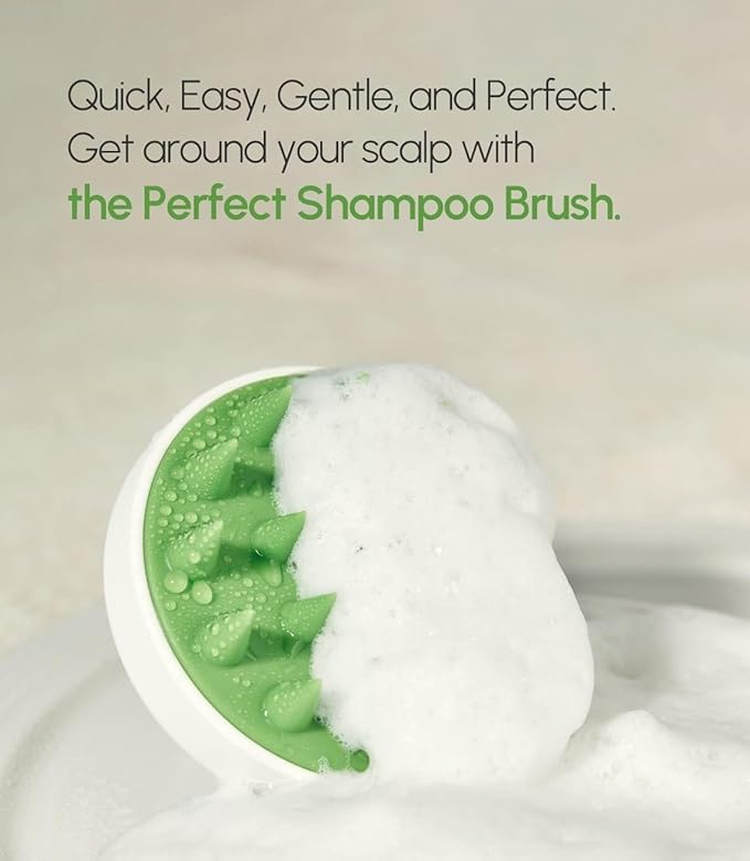 STEAMBASE Perfect Shampoo Brush | Ergonomic Scalp Massager, Scrubber, Exfoliator for Sebum & Dandruff Removal | Soft Silicone Bristles | Dry, Oily, Itchy Scalps, Wet or Dry Hair | White, 1 Count