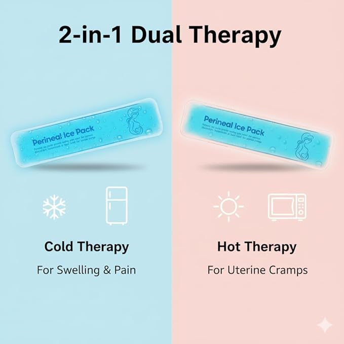 Perineal Cooling Pad, Postpartum Cold Packs Gel Bead Ice Pack Cold Therapy for Women After Pregnancy and Delivery, 2 Ice Pack and 3 Cover (Blue Gel Ice Pack)