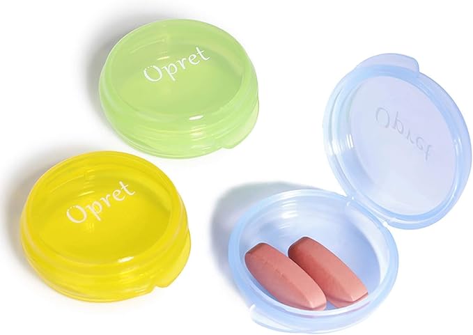 Opret Small Pill Box (3 Pcs), Cute Pill Case Portable for Pocket Purse Briefcase Travel Pills Box Medicine Storage Container Earplug Case