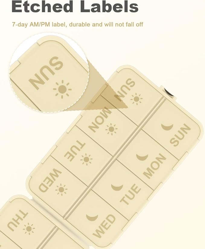 Pill Organizer Medicine Organizer Travel Essentials - Travel Pill Case with Labels, Large Daily Medicine Dispenser