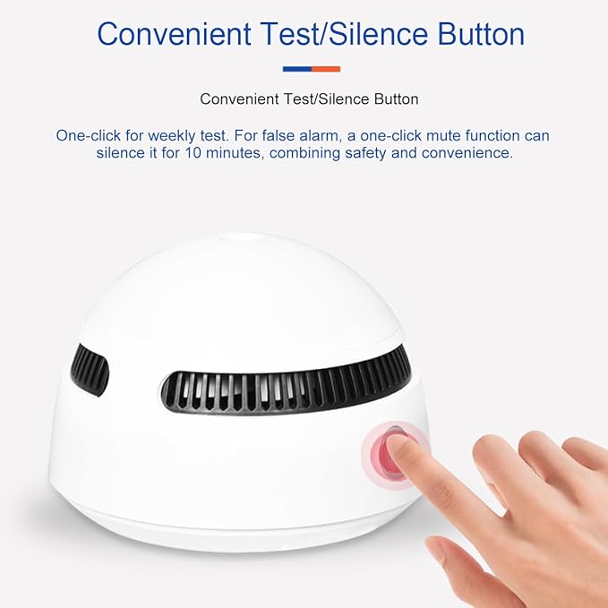 10-Year Battery Smoke Detector for Home | 85dB Fire Alarm, Military-Grade Photoelectric Sensor Reduces 70% False Alarms | CE/UL Globally Certified | Easy Install (Adhesive/Screws) (3)