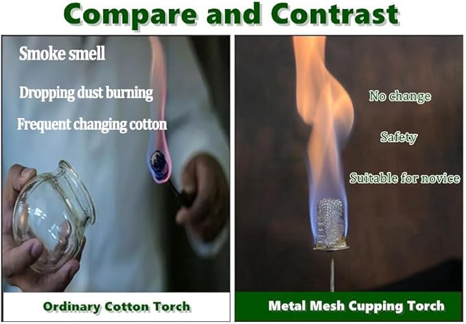 Vacuum Cupping Fire Rod, Glass Cupping Ignition Rod, Fire Cupping Stick, Traditional Fire Wand with Cotton Rod Vacuum Cupping Supplies for Massage Back Pain Relief