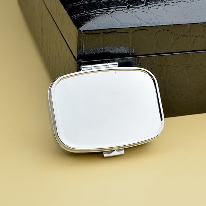 Custom Square Pill Case with Mirror, Personalized Pill Box Add Your Own Logo Text Picture Customized Tablet Vitamin Holder Organizer for Purse Pocket Travel Gifts