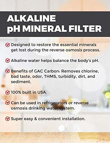 6 Stage- Alkaline Antioxidant | KDF | Mineral pH Balancing Ionizer Drinking Water Filter Inline | 2.5"x 12"