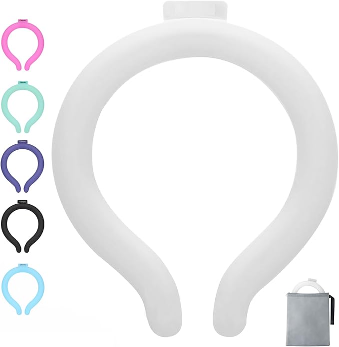 Cooling Neck Wrap with Insulated Bag, Reusable Ice Neck Ring & Body Cooler for Summer Heat, Wearable Cooling Tube Maintains 18°C/64°F for Outdoor, Sports, Travel (White)