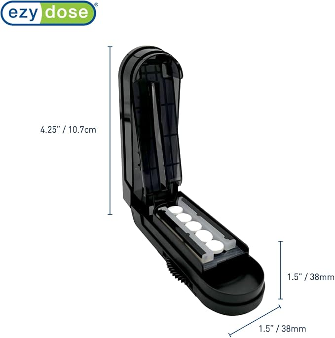 EZY DOSE Multi-Pill Cutter and Splitter with Dispenser, Cuts Multiple Pills, Vitamins & Tablets at Once, Stainless Steel Blade, Easy-to-Use, Travel Size Pill Organizer for Seniors and Adults