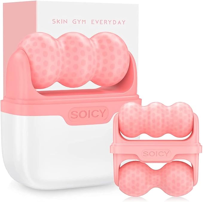 Deashun 2 in 1 Ice Roller for Face Eye, Face Massager Roller for Eye Puffiness, Reduces Wrinkles, Relief Migraine and Minor Injury, Cold Facial Skin Care Tools Ice Roller (Pink)