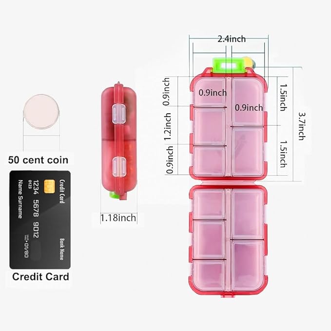 Compact Med Mate with DIY Labels Travel-Friendly Medication Wallet with Pocket-Sized Pill Compartments Pill Case with Lables(Blue)