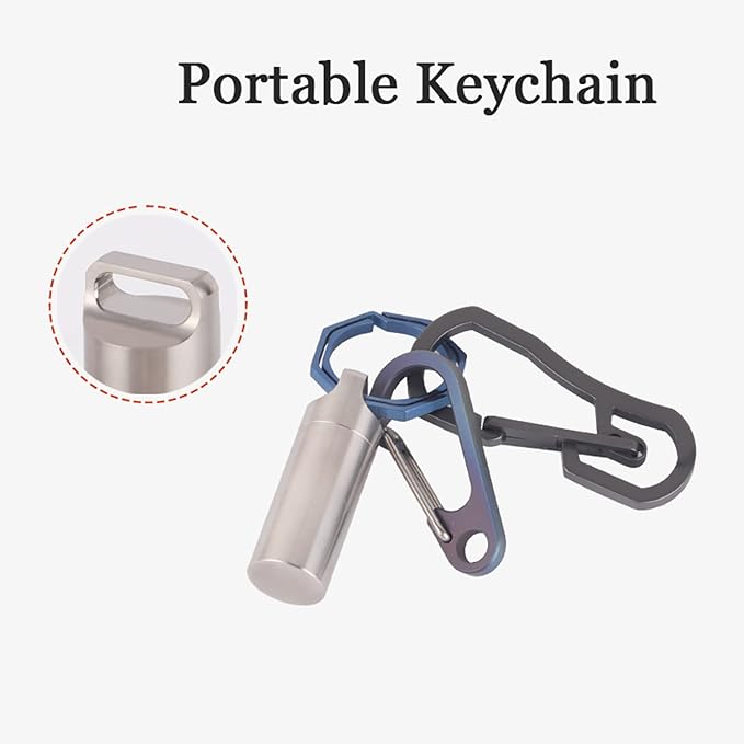 On The Go Pill Container Keychain, Titanium Pill Case Necklace, Small Portable Pill Holder, Waterproof Fob, EDC Pill Capsule, Nitro Pill Carrier, Compact Pill Box for Travel Daily
