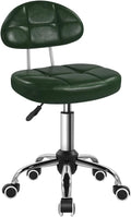 Square Minimalist Swivel Stool with Wheel for Work SPA Shop Massage Height-Adjustable and Cost-Effective Rolling Stool Chair with Back (Green)