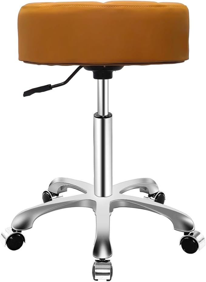 Rolling Adjustable Stool for Work Medical Tattoo Salon Office,Heavy Duty Esthetician Hydraulic Chair Stool with Wheels (Camel)