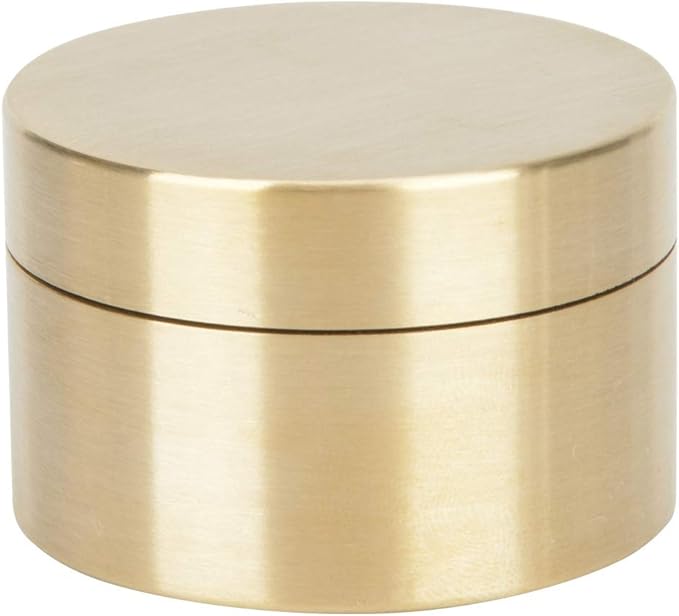 Alvinlite Portable Daily Pill Case, Brass Round Small Pill Box, Waterproof Metal Jewelry Pill Organizer Medicine Vitamin Holder Container with Lid for Outdoor Travel Working(M)