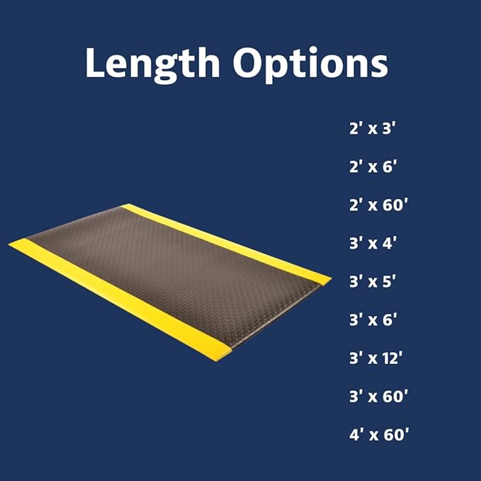 Notrax 417 Bubble Sof-Tred™ with Dyna-Shield® 3' x 6' x 1/2" Anti Fatigue Mat, Slip Resistant Bubble Textured Surface, Ideal for Industrial and Commercial Workplaces, Black/Yellow, 417S0036BY