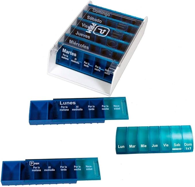 Prim Queraltó - Weekly Plastic Tablet Dispenser, Indigo Blue