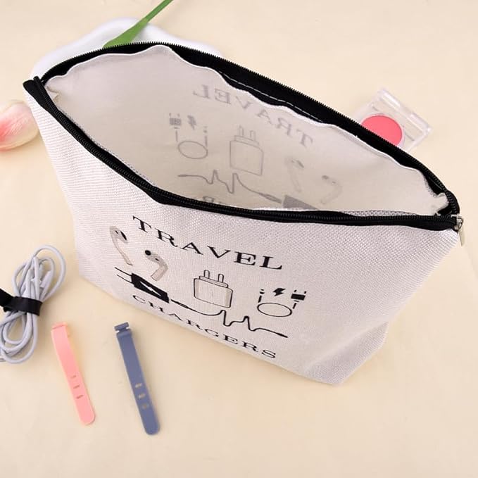 Elastic Silicone Cable Straps Cord Organizer Anti Loss Charging Cable Organizer Bag Pouch Travel Data Cable Protector Cover Charge Cord Tie Wraps Protection Portable Earphone Plug Charger Storage Bag