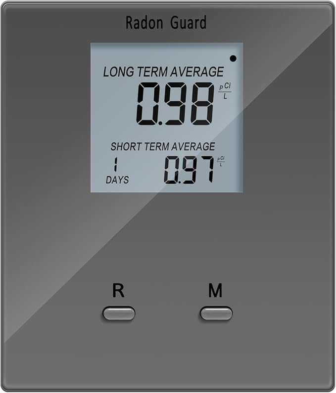 Home Radon Detector, Portable Radon Meter, Long and Short Term Home Radon Monitor, Battery-Powered, Prevent Excessive Radon Levels, Keep Your Health, Gray, Grey, BG-005