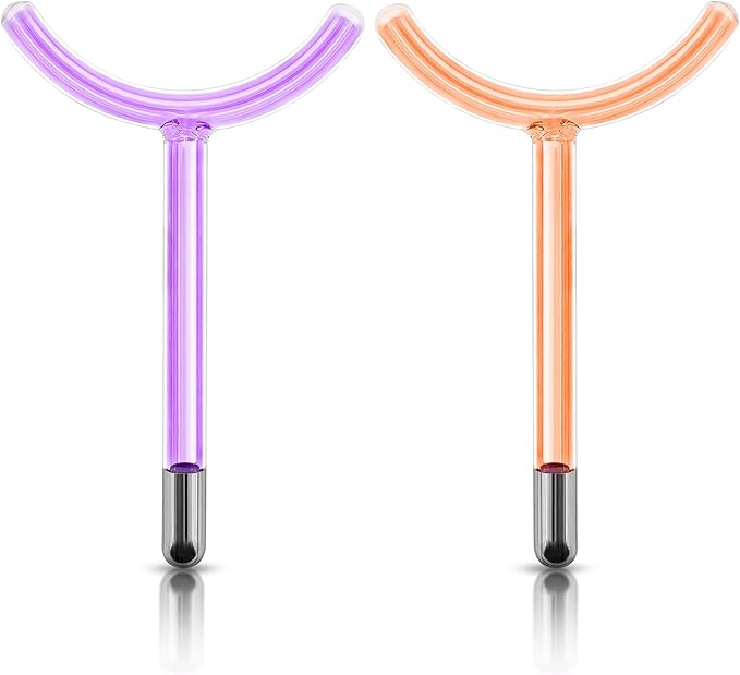 2pcs Electrode Wand Glass Tube Handheld Spare Parts Elitzia ETHB01 (Purple and Orange Y Shape)