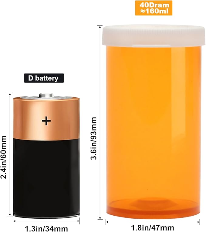 Empty Plastic Pill Bottles with Easy Open Caps (Not Child Resistant), Prescription Medication Vials, Clear Containers Pill Cases Dispenser Organizers (12pcs, 40 Dram)