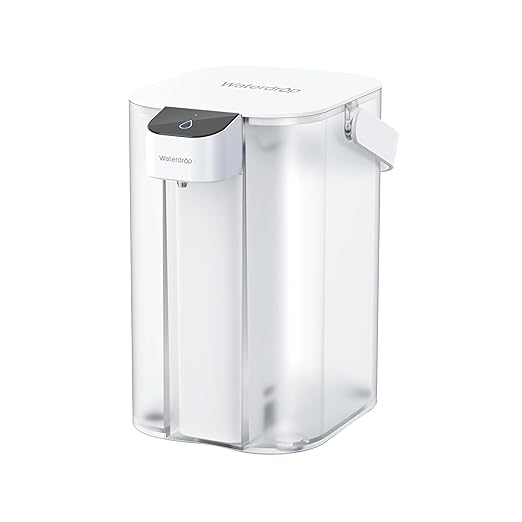 Waterdrop 98% Chloramine Reduction Electric Water Filter Pitcher, Rechargeable Water Dispenser, Instant 200-Gallon 15-Cup Countertop Purifier, NSF/ANSI 42, Reduce PFOA/PFOS, Lead, White, with 1 Filter