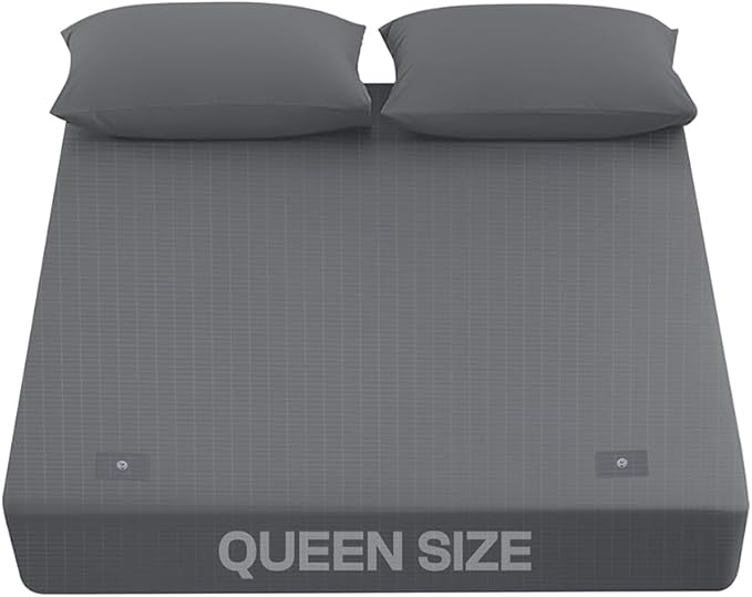 LuxeCraft Grounding Fitted Sheet – Organic Cotton & Silver Fiber | Breathable, Skin-Friendly | 15" Deep | Includes Tester Pen, Wristband, Eye Mask & Cord, Queen Size (Grey)