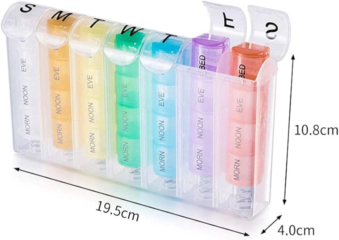 Travel Pill Organizer Weekly, Portable Pill Case, 28 Compartments Daily Pill Organizer 4 Times One Day Small Pill Box for Pocket Purse Portable Pill Box Container for Medicine 7 Days