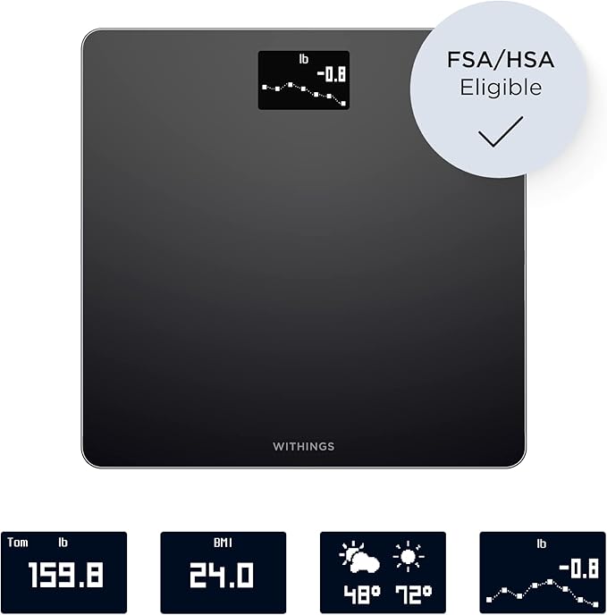 Withings Body - Digital Wi-Fi Smart Scale with Automatic Smartphone App Sync, BMI, Multi-User Friendly, with Pregnancy Tracker & Baby Mode