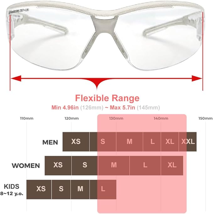 HTS HUNTERSKY Super Flexible Lightweight Anti Fog Wrap-Around U6 Clear Shooting Safety Glasses with ANSI Z87.1 Scratch Resist