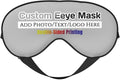 Custom Eye Mask for Sleeping Personalized Your Photo Text Logo Adjustable Strap Sleep Mask Customized Soft Blindfold Eyemask Blackout Eye Cover for Men Women Home Travel Offices Grey