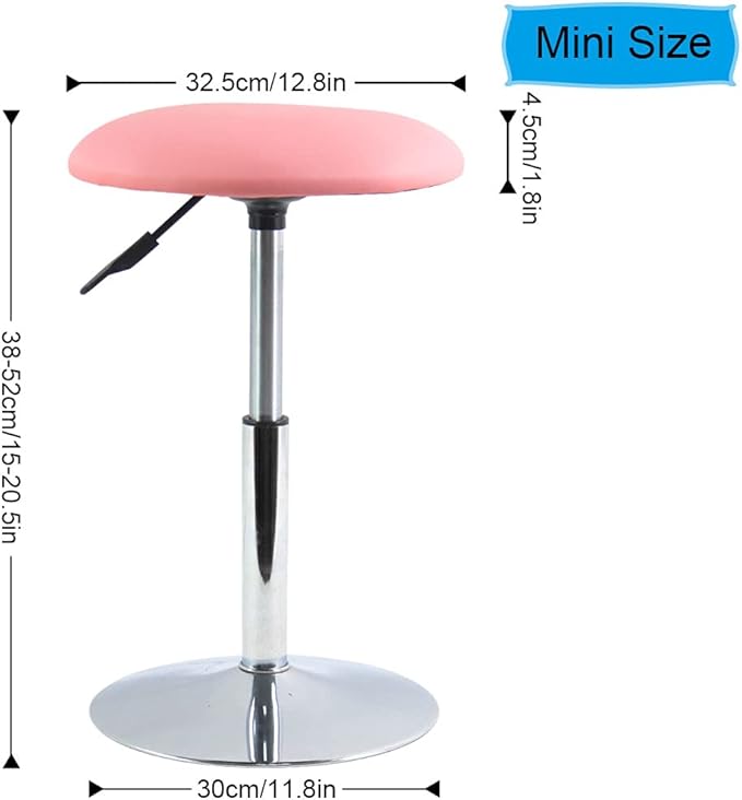 FURWOO Short Round Spa Stool Height Adjustable Vanity Chair Swivel Bench for Bedroom Living Room Pink