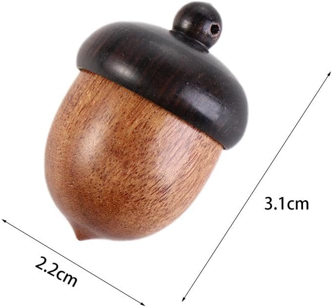 10Pcs Mini Acorns Decor Craft Artificial Acorns Solid Wood Medicine Pill Box Portable Sandalwood Acorn Pill Case Tablets Storage Sealed Can