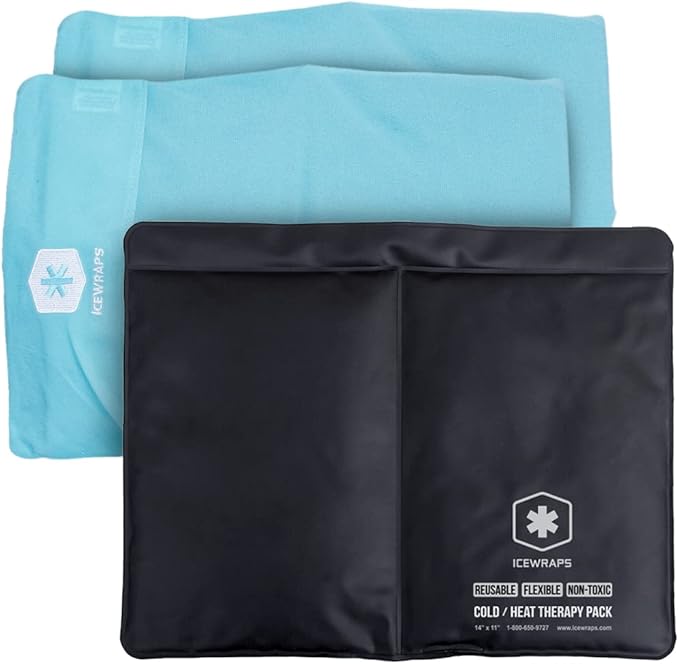 ICEWRAPS Reusable Ice Pack with Soft Fabric Cover and Ice Pack Cover for 10"x14" - Clay Ice Pack for Injuries - Reusable - Cold Pack Sleeve Keeps Pack Clean and Skin Protected, Reusable, Washable