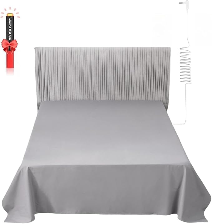 Grounding Sheets Queen Size, Organic Cotton + Silver Yarn, Conductive Earthing Flat Sheets for Better Sleep