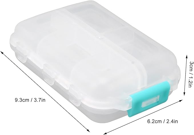 Travel Pill Organizer, Plastic 10 Compartments Pill Case Portable Pill Box Buckle Lock Weekly Portable Pill Holder Container for Purse (White)