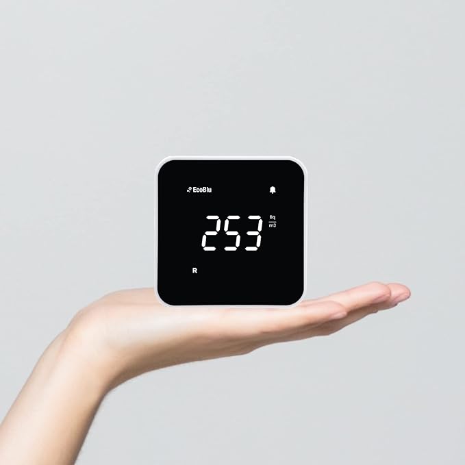 Ecosense EB100 EcoBlu, Home Radon Detector, Capture & Display Results Every 10 Minutes, Short & Long-Term Continuous Monitoring, Easy to Use