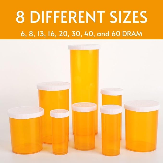 Five Star Supplies Snap Cap Plastic Pill Bottles - Easy Open Snap Cap - Pill Container Prescription Vial (Green, 13 DRAM 360 ct.)