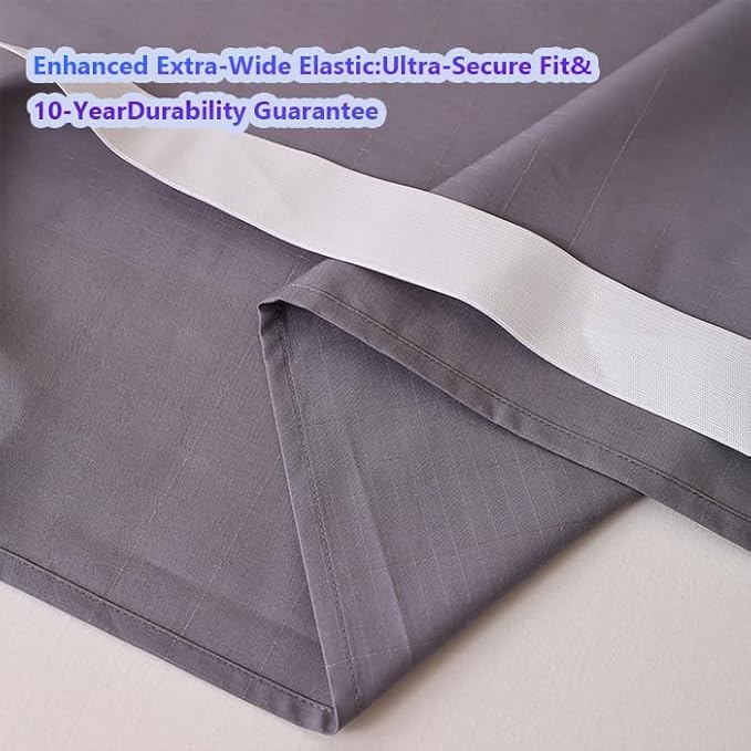 Grounding Sheets with Stay-Put Elastic Straps - Premium Conductive Silver Fiber & Organic Cotton - Earth Sheets for Better Sleeping, Recovery & Stress Relief - 15ft Grounding Cable Included