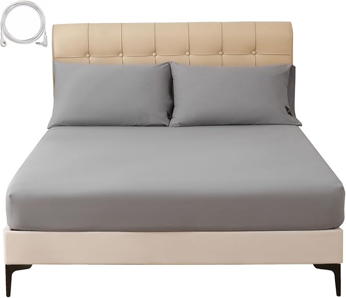 Grounding Sheets King Size, 20% Silver Fiber + 80% Organic Cotton, Conductive Fitted Grounded Bed Sheet with Deep Pocket for Bed & Sleeping (Gray, 78"x80"x15")