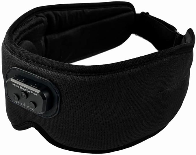 Sleepals Sleep Headphone Eye Mask with White Noise, 35H Battery Life, Built-in Speakers for Side Sleepers, 100% Light Blocking, Wireless Music Streaming (Black 3D)