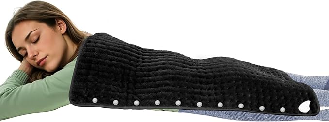 Heating Pad for Back Pain Relief & Cramps, CooCoCo Heating Pads with Auto Shut Off Large, 6 Heat Settings Electric Heated Pad, Gifts for Women Men, 17"x33", Black