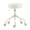 Adjustable Height Hydraulic Rolling Swivel Stool Chair with Metal Base and Faux Leather Cushion for Salon, Medical, Office and Home, 503 Kai Series - Round Seat, Vanilla