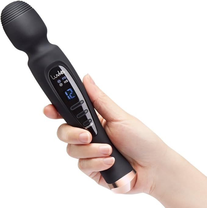 Cordless Wand Massager with 12 Speed Vibration Modes, USB magnetic Charger, Whisper Quiet, Waterproof, Handheld, Cordless for Neck Shoulder Back Body Massage, Sports Recovery & Muscle Aches - Black