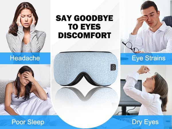 Heated Eye Mask with Cooling for Dry Eyes Migraines, Electric Heated Eye Mask for Sleeping Meditation Travel Gifts for Woman & Man