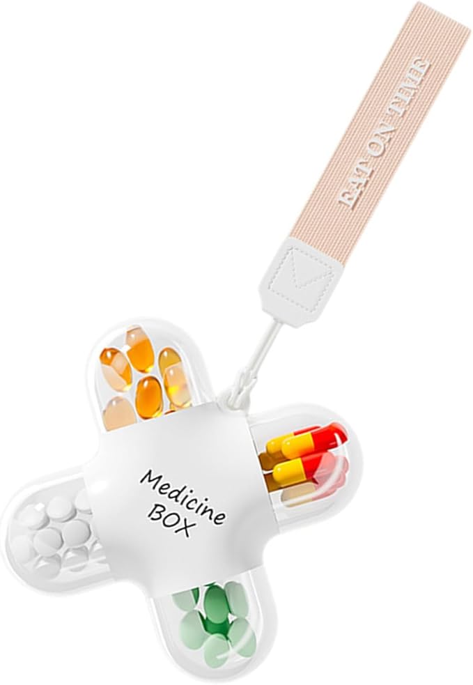 4 Compartment Pills Organizers Clear ABS Storage Box with Secure Seal for Travel and Daily Use