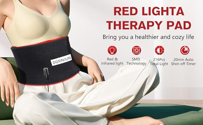 DGXINJUN Red Light Therapy Belt for Body, Infrared Light Therapy Wrap, Wearable Light Wrap for Lower Back Pain Relief Waist Belly Joint Muscle for Daily Comfort & Wellness Support
